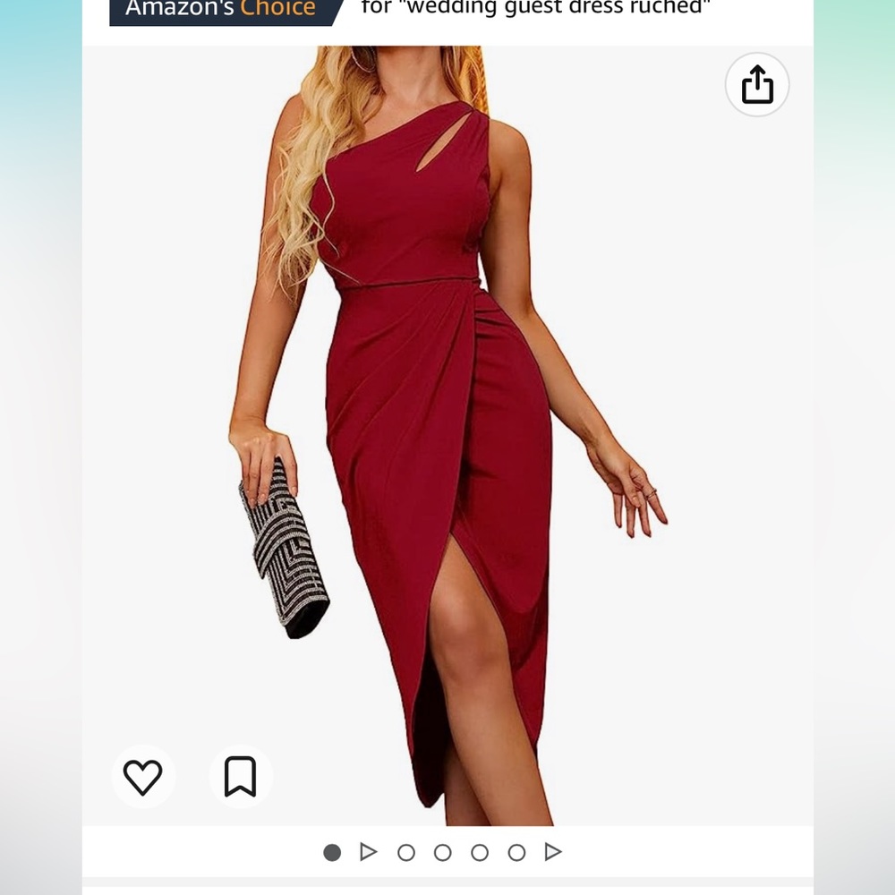 Cocktail dress - Wine colored- one shoulder - split in the front- size med